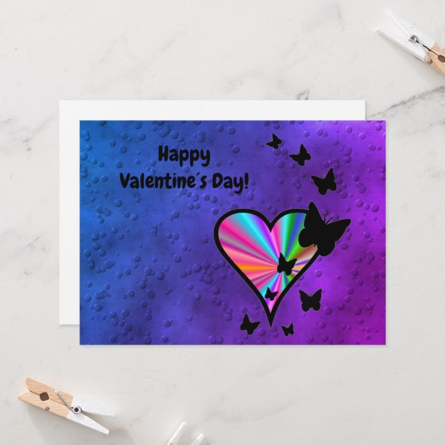 Rainbowheart and Butterfly Card (Front/Back In Situ)
