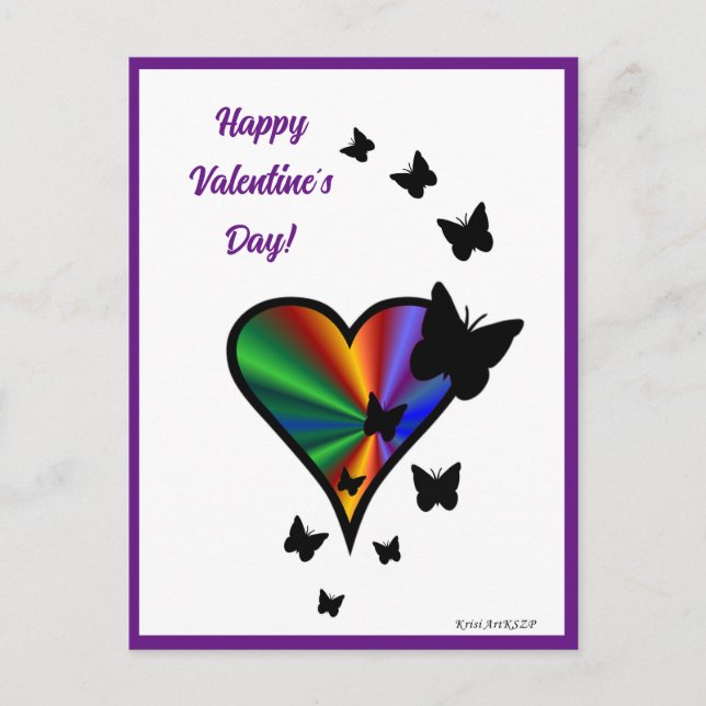 Rainbowheart and Butterfly Postcard (Front)