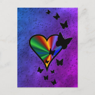 Rainbowheart and Butterfly Postcard