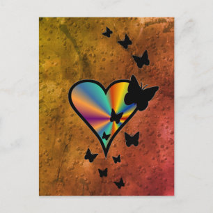 Rainbowheart and Butterfly Postcard