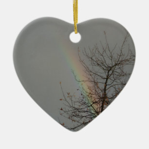 rainbowheart ceramic ornament