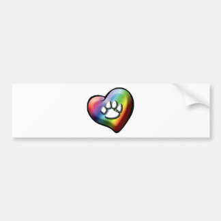 rainbowheartpawprint bumper sticker