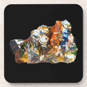 RainbowHematite Crystal Hard Plastic 6 Coaster Set
