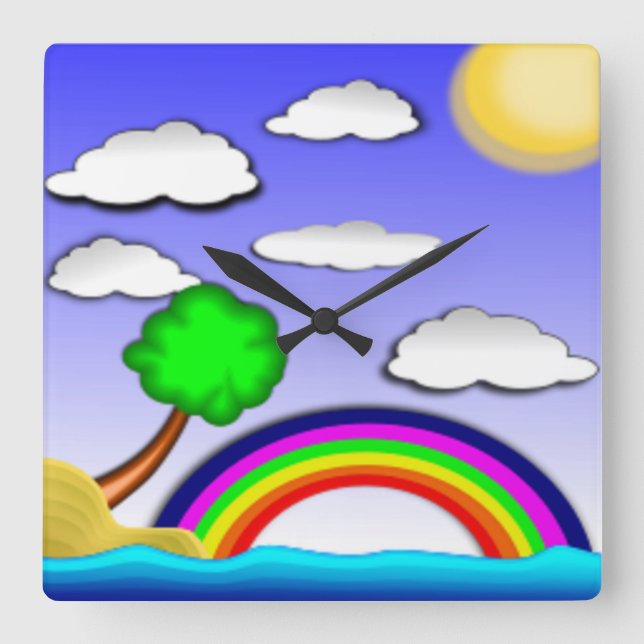 RAINBOWLAND SQUARE WALL CLOCK (Front)