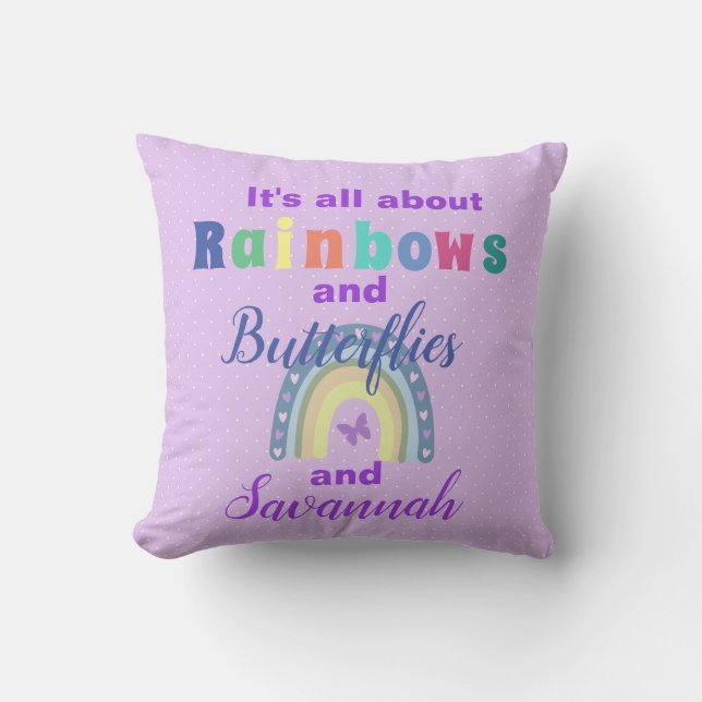 Rainbows And Butterflies Personalised   Cushion (Front)