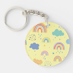 Rainbows and clouds key ring