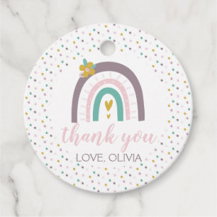 Rainbows and flowers birthday party favour tags