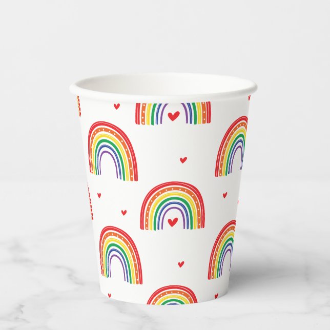 Rainbows and Hearts birthday party Paper Cups (Front)