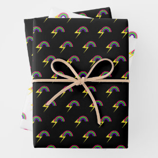 Rainbows and lightning wrapping paper sheet