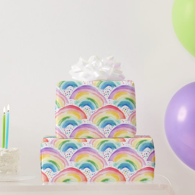  Rainbows and Rainbow Colored Flowers Wrapping Paper (Party Gifts)