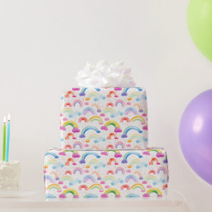 Rainbows and Rainbow Coloured Clouds Wrapping Paper