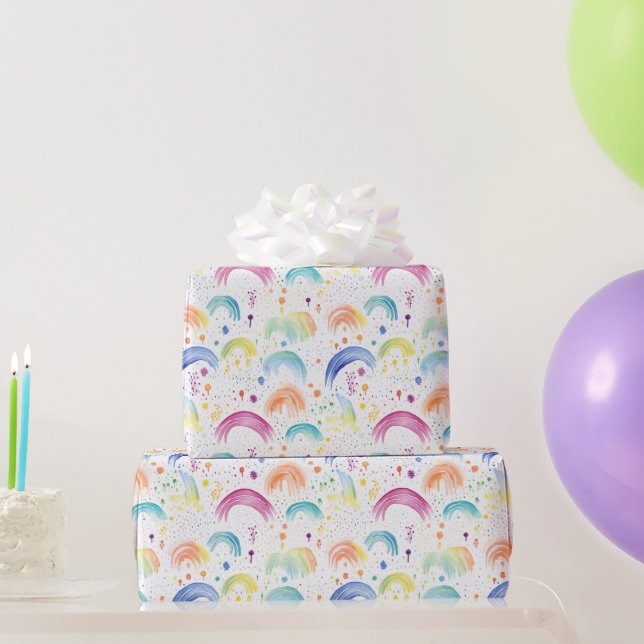  Rainbows and Rainbow Coloured Flowers Wrapping Paper (Party Gifts)