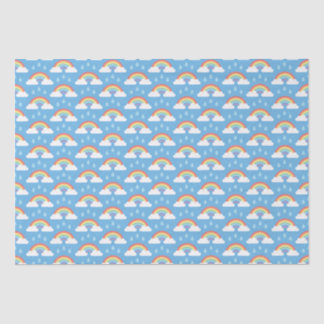 Rainbows and Raindrops on Light Blue Tissue Paper