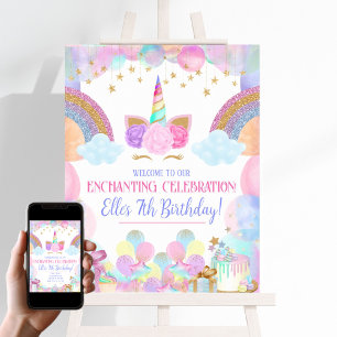 Rainbows and Unicorns Birthday Party Welcome Sign