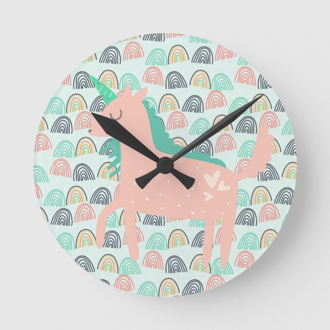Rainbows and Unicorns Round Clock (Front)