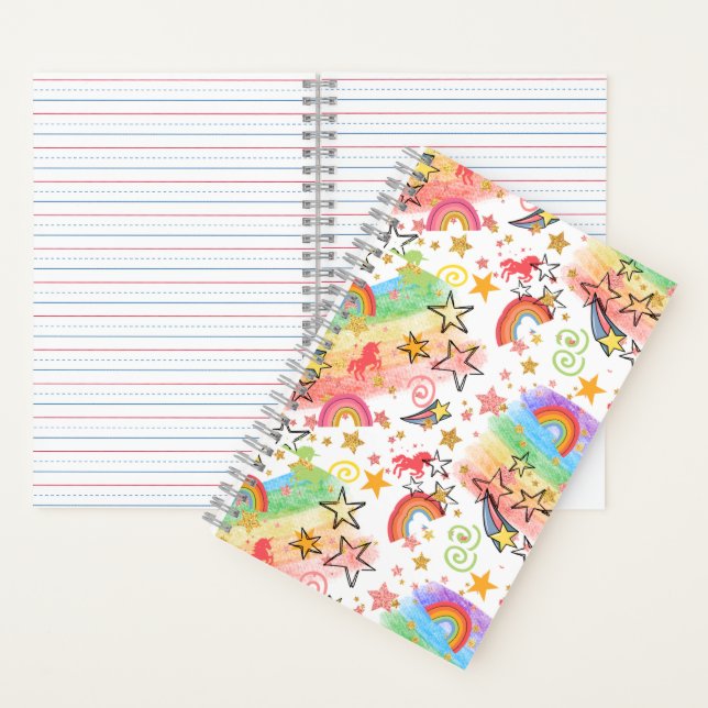 rainbows and unicorns spiral notebook/journal notebook (Inside)