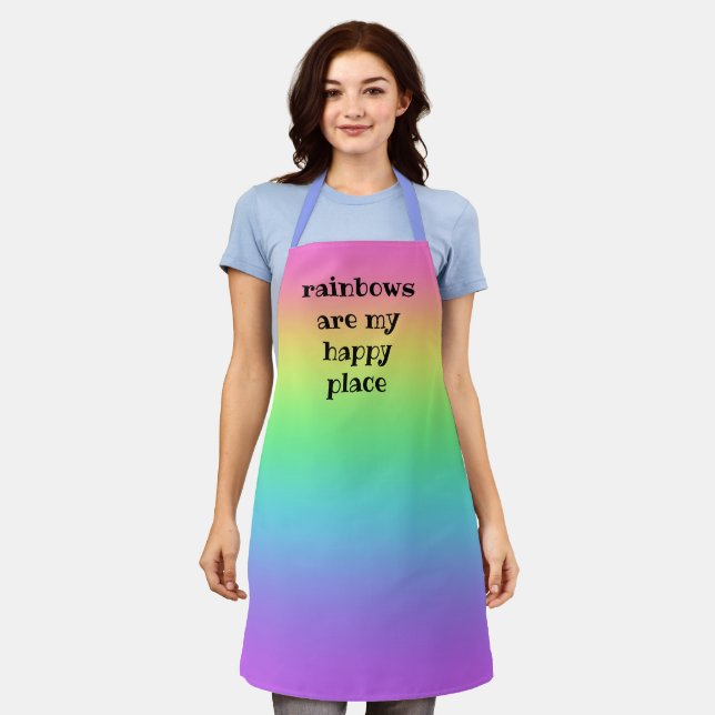 Rainbows are My Happy Place Rainbow Apron (Worn)