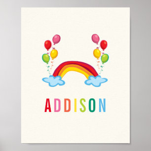 Rainbows & Balloons Colourful Nursery Kids Wall Poster