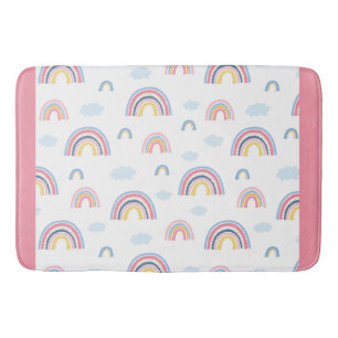Rainbows Boho Pink Blue Yellow Fun Girly Bath Mat
