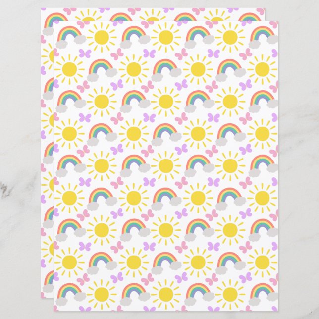 Rainbows & Butterflies Scrapbook Paper (Front/Back)