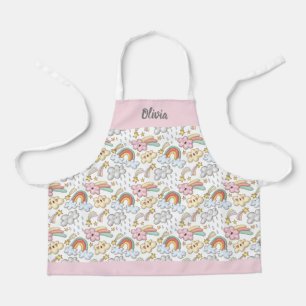Rainbows Clouds and Shooting Stars with Name Apron