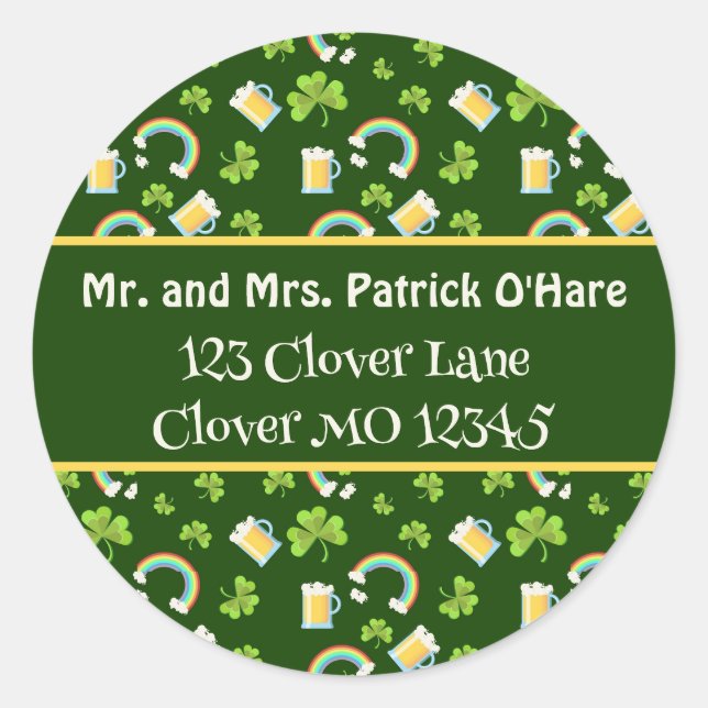 Rainbows, Clovers and Beer Envelope Seal (Front)