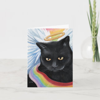 Rainbow's End Angel Cat Painting Note Card