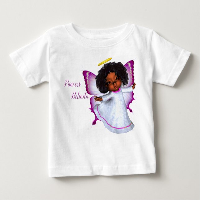 Rainbows, Fluffy clouds & Butterfly Girl Baby T-Shirt (Front)