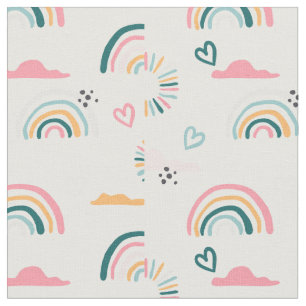 Rainbows & Hearts Pattern Fabric