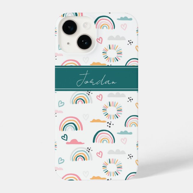 Rainbows & Hearts Pattern iPhone Case (Back)