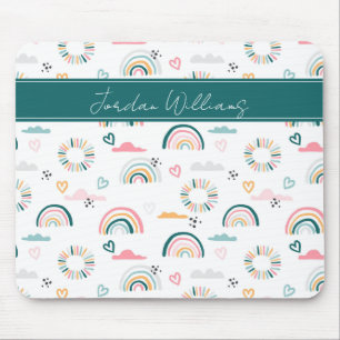 Rainbows & Hearts Pattern Mouse Pad