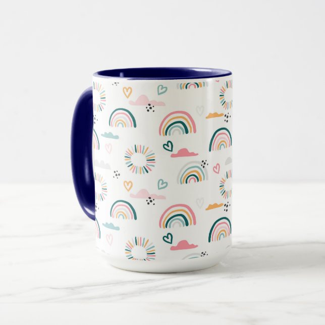 Rainbows & Hearts Pattern Mug (Front Left)