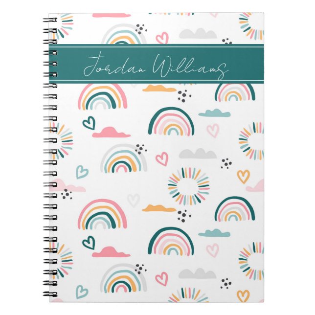 Rainbows & Hearts Pattern Notebook (Front)
