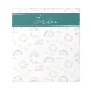 Rainbows & Hearts Pattern Notepad