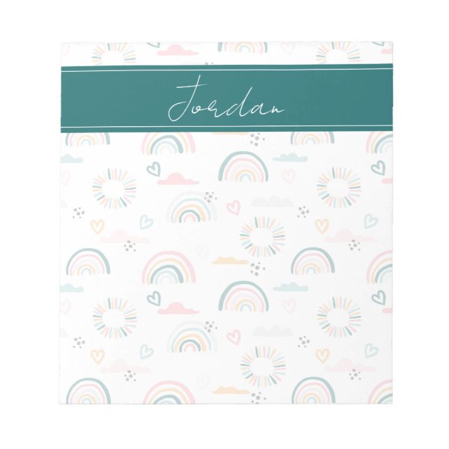 Rainbows & Hearts Pattern Notepad (Front)