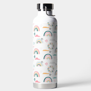 Rainbows & Hearts Pattern Water Bottle