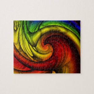 Rainbows & Honey Rainbow Fractal Art Jigsaw Puzzle