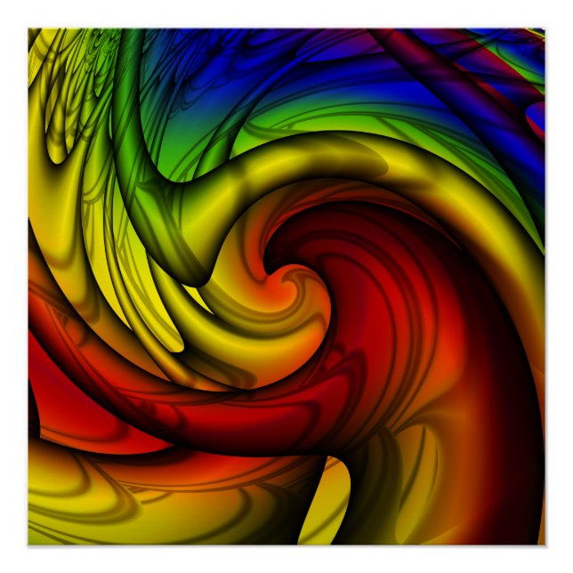 Rainbows & Honey | Rainbow Fractal Art Poster (Front)