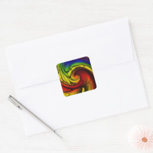 Rainbows & Honey Rainbow Fractal Art Square Sticker