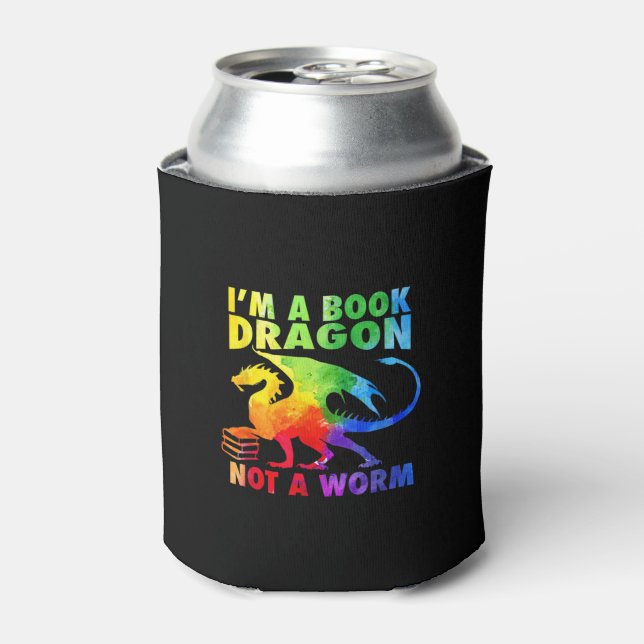 Rainbows I'm A Book Dragons Not A Worm LGBT Gay Pr Can Cooler (Can Front)