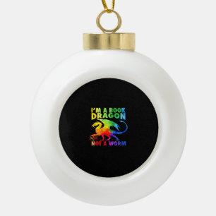 Rainbows I'm A Book Dragons Not A Worm LGBT Gay Pr Ceramic Ball Christmas Ornament