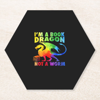 Rainbows I'm A Book Dragons Not A Worm LGBT Gay Pr Paper Coaster