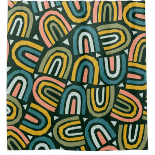 Rainbows in geometric style, vintage pattern. shower curtain