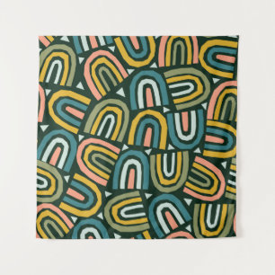 Rainbows in geometric style, vintage pattern. tapestry