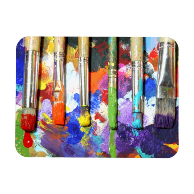 Rainbows In Progress Paint Brush Photography Magnet (Horizontal)
