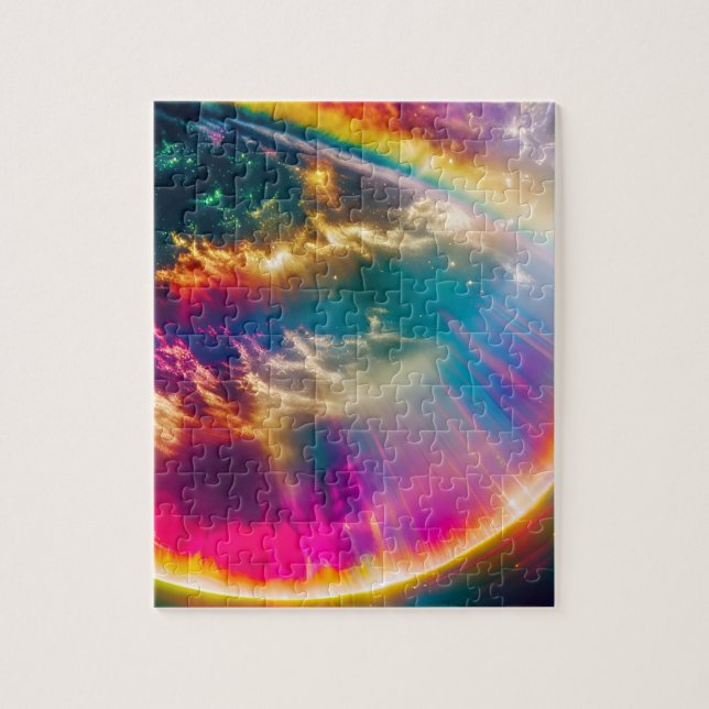 Rainbows Light Shine Through Clouds in Star Sky Jigsaw Puzzle (Vertical)