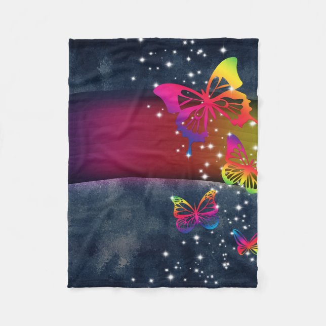 Rainbows n Butterflies Fleece Blanket (Front)