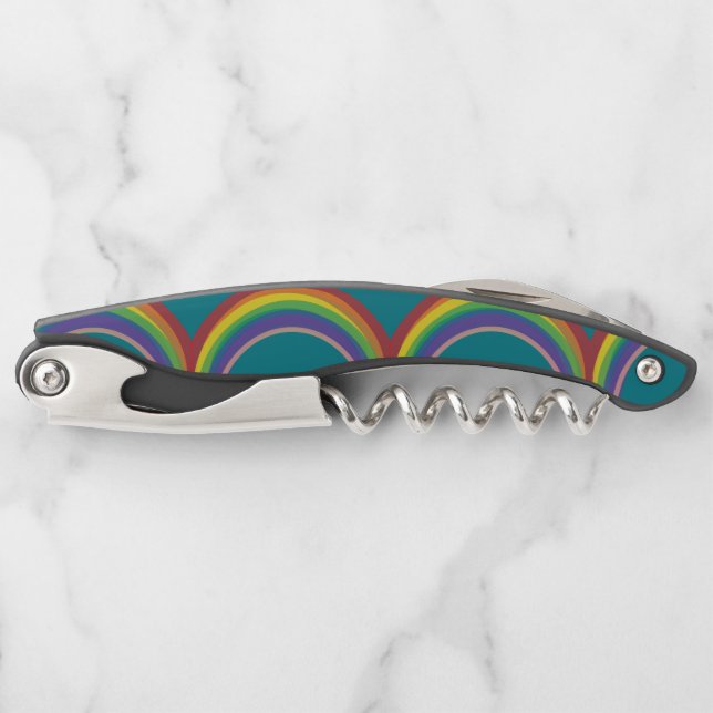 Rainbows on Blue Slate Corkscrew (Front)