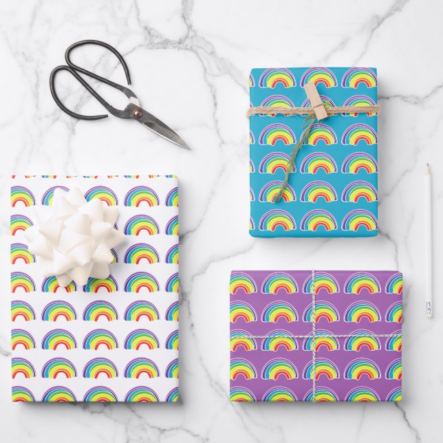Rainbows on crafting and decoupage wrapping paper sheet (Front)