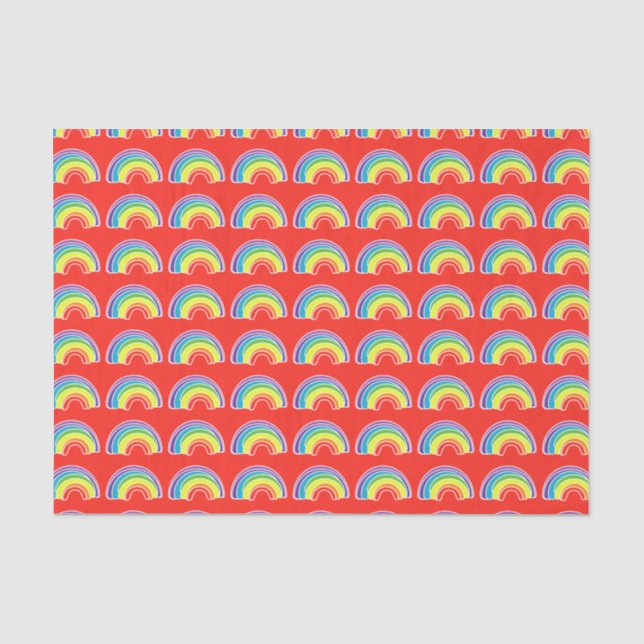 Rainbows on Red Tissue Paper (Front)